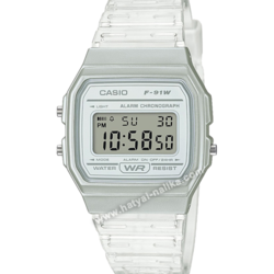นาฬิกา คาสิโอ Casio Vintage DIGITAL F-91WS Color Skeleton series รุ่น F-91WS-7 "สีขาวใส" ของแท้ รับประกัน 1 ปี