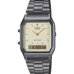นาฬิกา คาสิโอ Casio STANDARD DIGITAL Vintage Gray IP รุ่น AQ-230GG-9A ของแท้ รับประกัน1ปี