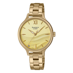 นาฬิกา คาสิโอ Casio SHEEN SAPPHIRE CRYSTAL คริสตัลแซฟไฟร์ SHE-4550 series รุ่น SHE-4550G-9A ของแท้ รับประกัน1ปี