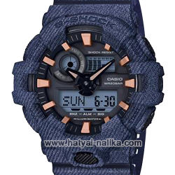 นาฬิกา คาสิโอ Casio G-Shock ลายยีนส์ Limited GA-700DE Denim Fabric Elements รุ่น GA-700DE-2A (สี Navy Blue Jean) ของแท้ รับประกัน 1 ปี