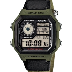 นาฬิกา คาสิโอ Casio 10 YEAR BATTERY รุ่น AE-1200WHB-3BV ของแท้ รับประกัน1ปี