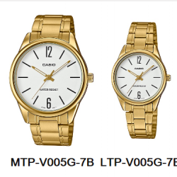 นาฬิกา คาสิโอ Casio SETคู่รัก รุ่น MTP-V005G-7B+LTP-V005G-7B ของแท้ รับประกัน 1 ปี