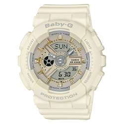 นาฬิกา Casio Baby-G Girl's Generation Gold Attractive Accent series รุ่น BA-110GA-7A2 (สีครีมเบจ) ของแท้ รับประกัน1ปี