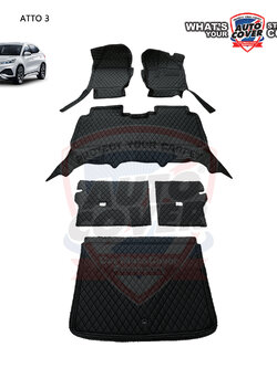 พรมปูพื้นรถยนต์ 6D รถ BYD ATTO3 ปี 2022-2026 ชุดเต็มคัน รวมแผ่นท้ายและหลังพนักพิง จำนวน 6 ชิ้น