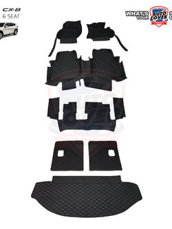 พรมรถยนต์ 6D รถ MAZDA CX 8 รุ่น 6 ที่นั่ง ปี 2019-2024 ชุดเต็มคัน+หลังเบาะ+แผ่นท้าย จำนวน 7 ชิ้น