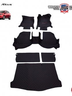 พรมรถยนต์ 6D รถ FORD FOCUS รุ่น 5 ประตู ปี 2012-2018 ชุดเต็มคันรวมแผ่นท้ายและหลังพนักพิง จำนวน 6 ชิ้น